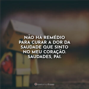 Não há remédio para curar a dor da saudade que sinto no meu coração. Saudades, pai.