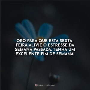 Oro para que esta sexta-feira alivie o estresse da semana passada. Tenha um excelente fim de semana!