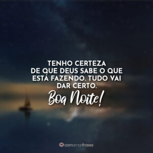 Tenho certeza de que Deus sabe o que está fazendo. Tudo vai dar certo. Boa Noite!