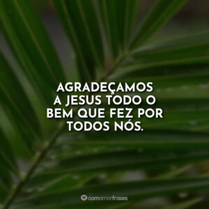 Agradeçamos a Jesus todo o bem que fez por todos nós.