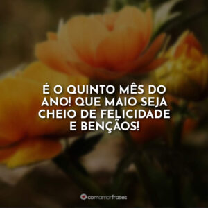 É o quinto mês do ano! Que maio seja cheio de felicidade e bençãos!