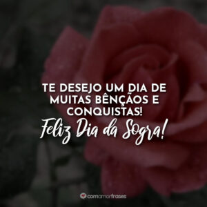 Te desejo um dia de muitas bênçãos e conquistas! Feliz Dia da Sogra!