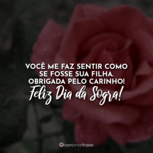 Você me faz sentir como se fosse sua filha. Obrigada pelo carinho! Feliz Dia da Sogra!