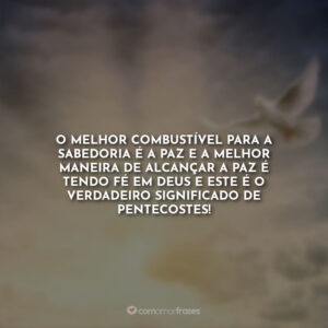O melhor combustível para a sabedoria é a paz e a melhor maneira de alcançar a paz é tendo fé em Deus e este é o verdadeiro significado de Pentecostes!