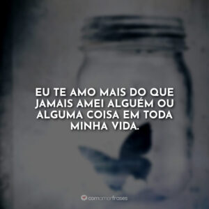 Eu te amo mais do que jamais amei alguém ou alguma coisa em toda minha vida.