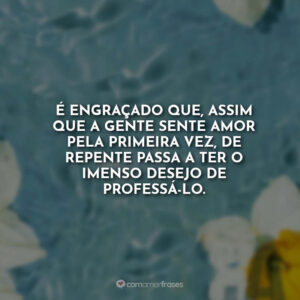 É engraçado que, assim que a gente sente amor pela primeira vez, de repente passa a ter o imenso desejo de professá-lo.