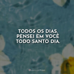 Todos os dias. Pensei em você todo santo dia.