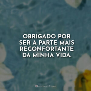 Obrigado por ser a parte mais reconfortante da minha vida.