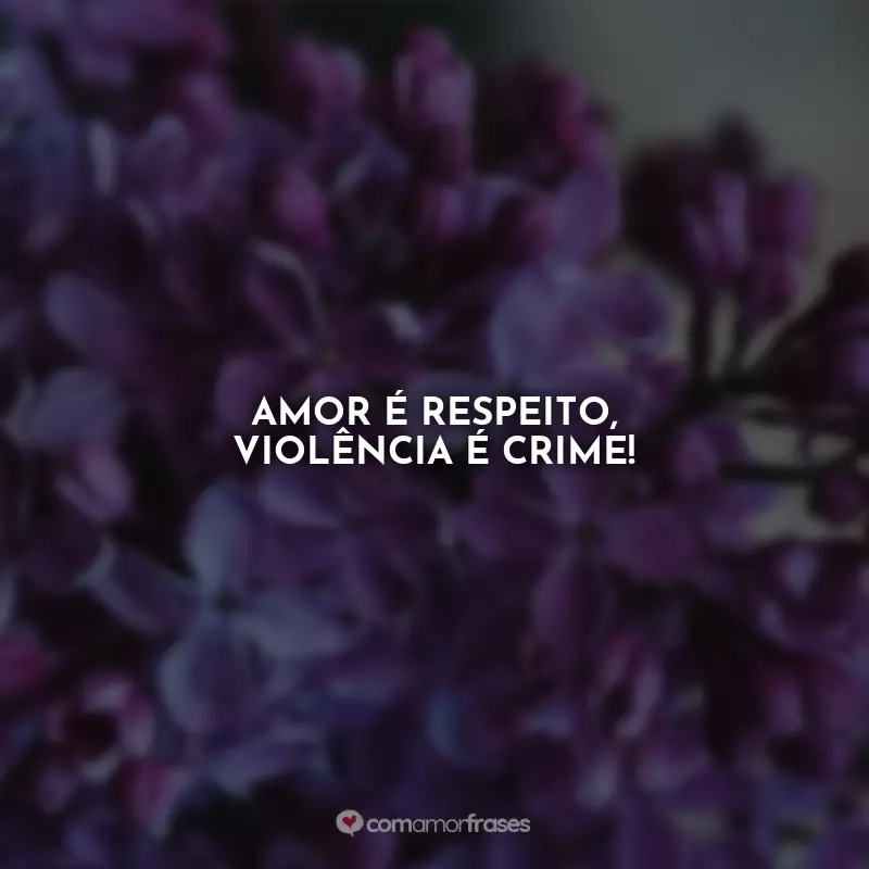 Agosto Lilás Frases: Amor é respeito, violência é crime!