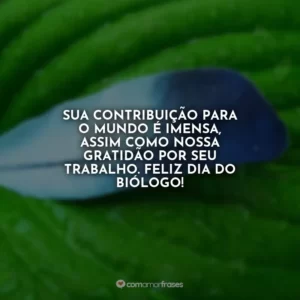 Sua contribuição para o mundo é imensa, assim como nossa gratidão por seu trabalho. Feliz Dia do Biólogo!
