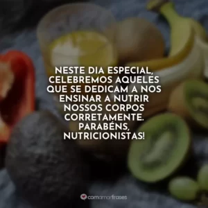 Neste dia especial, celebremos aqueles que se dedicam a nos ensinar a nutrir nossos corpos corretamente. Parabéns, nutricionistas!