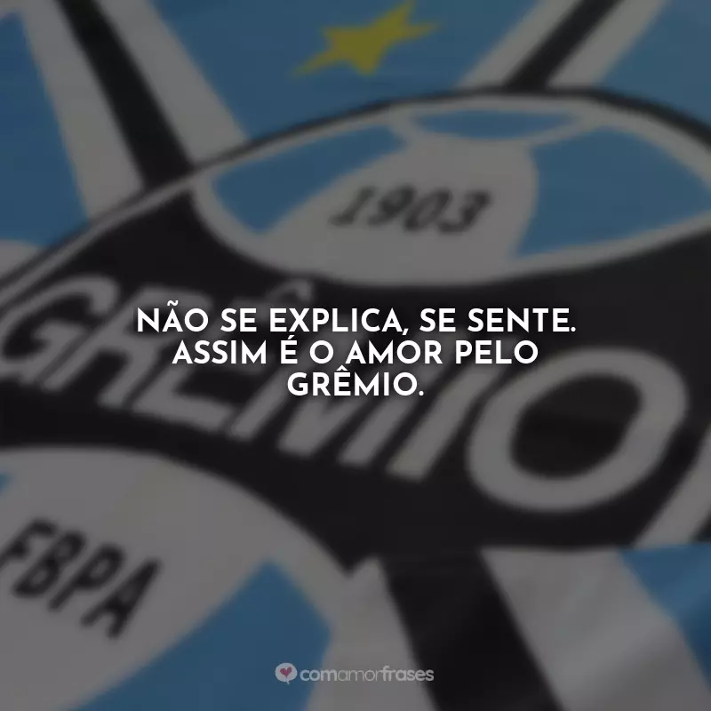 Frases Grêmio: Não se explica, se sente. Assim é o amor pelo Grêmio.