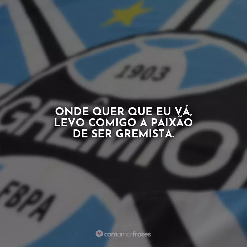Frases Grêmio Ser Gremista é: Onde quer que eu vá, levo comigo a paixão de ser gremista.