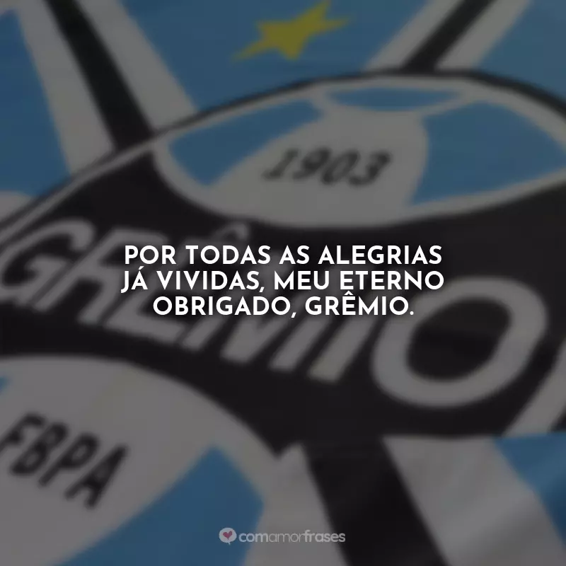 Frases do Grêmio: Por todas as alegrias já vividas, meu eterno obrigado, Grêmio.