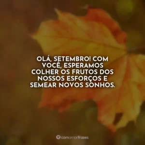 Olá, setembro! Com você, esperamos colher os frutos dos nossos esforços e semear novos sonhos.