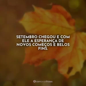 Setembro chegou e com ele a esperança de novos começos e belos fins.