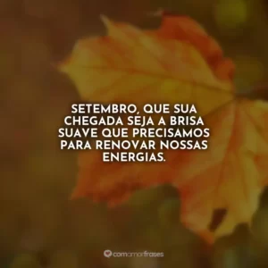 Setembro, que sua chegada seja a brisa suave que precisamos para renovar nossas energias.