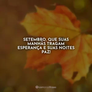 Setembro, que suas manhãs tragam esperança e suas noites paz!
