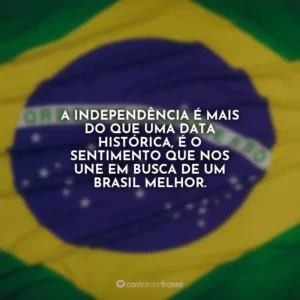 A independência é mais do que uma data histórica, é o sentimento que nos une em busca de um Brasil melhor.