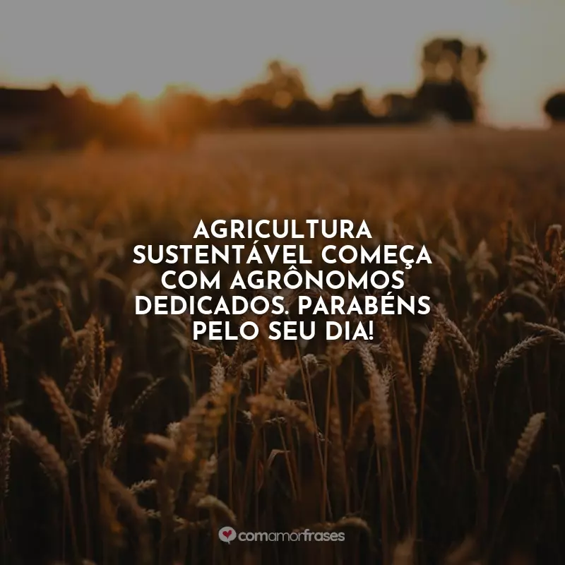 Frases Feliz Dia do Agrônomo: Agricultura sustentável começa com agrônomos dedicados. Parabéns pelo seu dia!