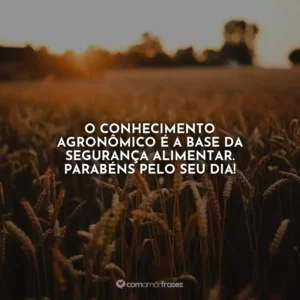 O conhecimento agronômico é a base da segurança alimentar. Parabéns pelo seu dia!
