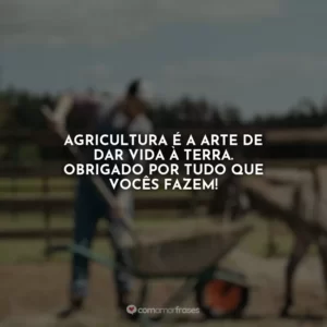 Agricultura é a arte de dar vida à terra. Obrigado por tudo que vocês fazem!