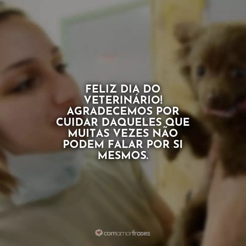 Frases Feliz Dia do Veterinário: Feliz Dia do Veterinário! Agradecemos por cuidar daqueles que muitas vezes não podem falar por si mesmos.