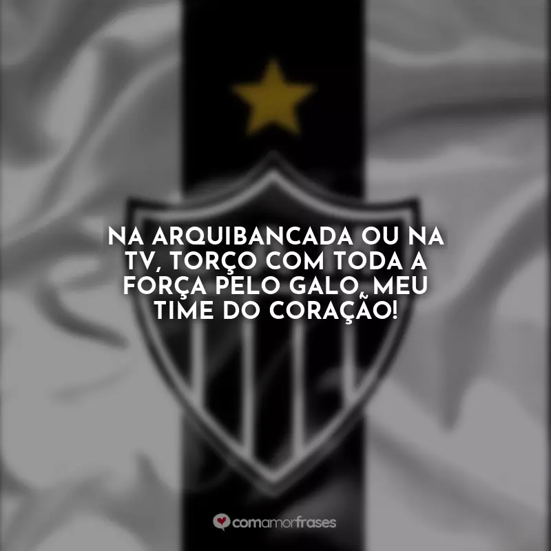 Frases sobre Atlético Mineiro: Na arquibancada ou na TV, torço com toda a força pelo Galo, meu time do coração!