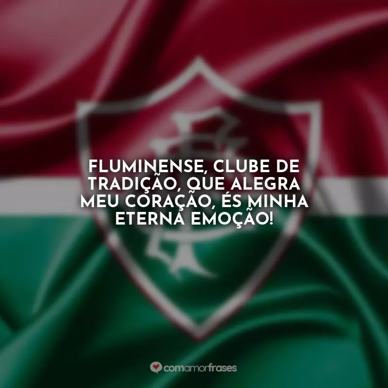 Frases Fluminense Torcida: Fluminense, clube de tradição, que alegra meu coração, és minha eterna emoção!