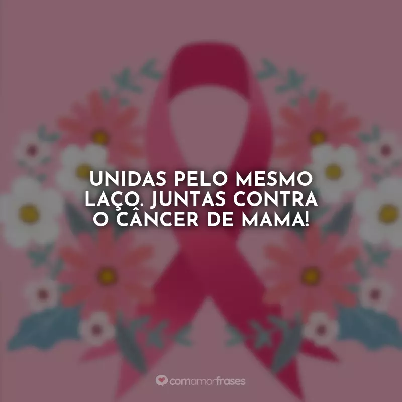 Frases de Outubro Rosa: Unidas pelo mesmo laço. Juntas contra o câncer de mama!