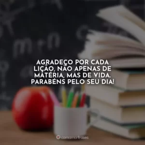 Agradeço por cada lição, não apenas de matéria, mas de vida. Parabéns pelo seu dia!