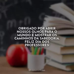 Obrigado por abrir nossos olhos para o mundo e mostrar os caminhos da sabedoria. Feliz Dia dos Professores!