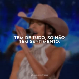 Tem de tudo, só não tem sentimento. Ana Castela