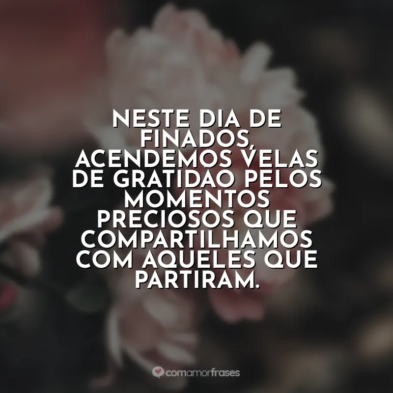 Frases Dia de Finados: Neste Dia de Finados, acendemos velas de gratidão pelos momentos preciosos que compartilhamos com aqueles que partiram.