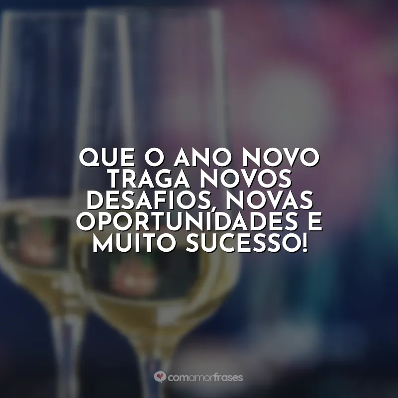 Frases Ano Novo para Clientes: Que o Ano Novo traga novos desafios, novas oportunidades e muito sucesso!