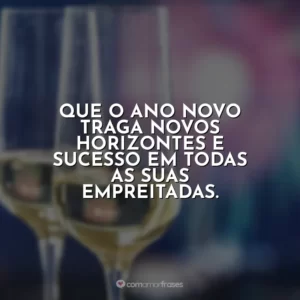 Que o Ano Novo traga novos horizontes e sucesso em todas as suas empreitadas.