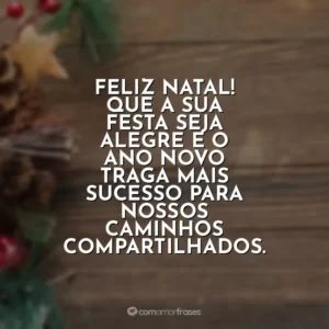 Feliz Natal! Que a sua festa seja alegre e o Ano Novo traga mais sucesso para nossos caminhos compartilhados.