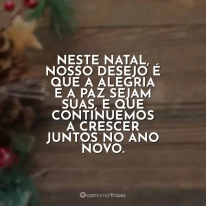 Neste Natal, nosso desejo é que a alegria e a paz sejam suas, e que continuemos a crescer juntos no Ano Novo.