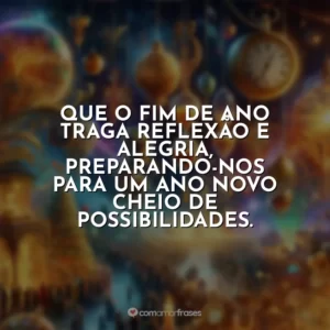 Que o fim de ano traga reflexão e alegria, preparando-nos para um ano novo cheio de possibilidades.
