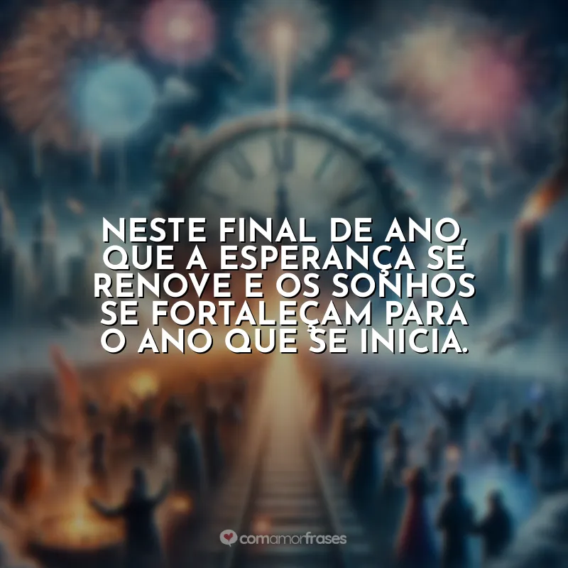 Frases de Final de Ano: Neste final de ano, que a esperança se renove e os sonhos se fortaleçam para o ano que se inicia.