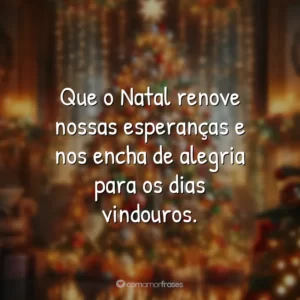 Que o Natal renove nossas esperanças e nos encha de alegria para os dias vindouros.