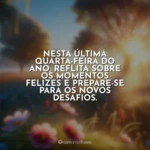 Nesta última quarta-feira do ano, reflita sobre os momentos felizes e prepare-se para os novos desafios.