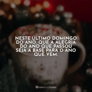 Neste último domingo do ano, que a alegria do ano que passou seja a base para o ano que vem.