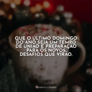 Que o último domingo do ano seja um tempo de união e preparação para os novos desafios que virão.