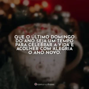 Que o último domingo do ano seja um tempo para celebrar a vida e acolher com alegria o ano novo.