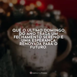 Que o último domingo do ano traga um fechamento sereno e uma esperança renovada para o futuro.