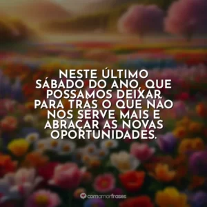 Neste último sábado do ano, que possamos deixar para trás o que não nos serve mais e abraçar as novas oportunidades.