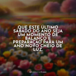 Que este último sábado do ano seja um momento de balanço e preparação para um ano novo cheio de luz.