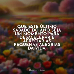 Que este último sábado do ano seja um momento para desacelerar e apreciar as pequenas alegrias da vida.