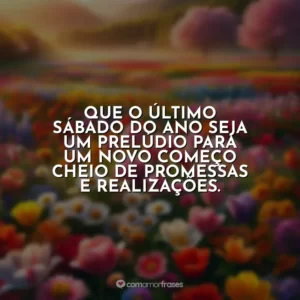 Que o último sábado do ano seja um prelúdio para um novo começo cheio de promessas e realizações.